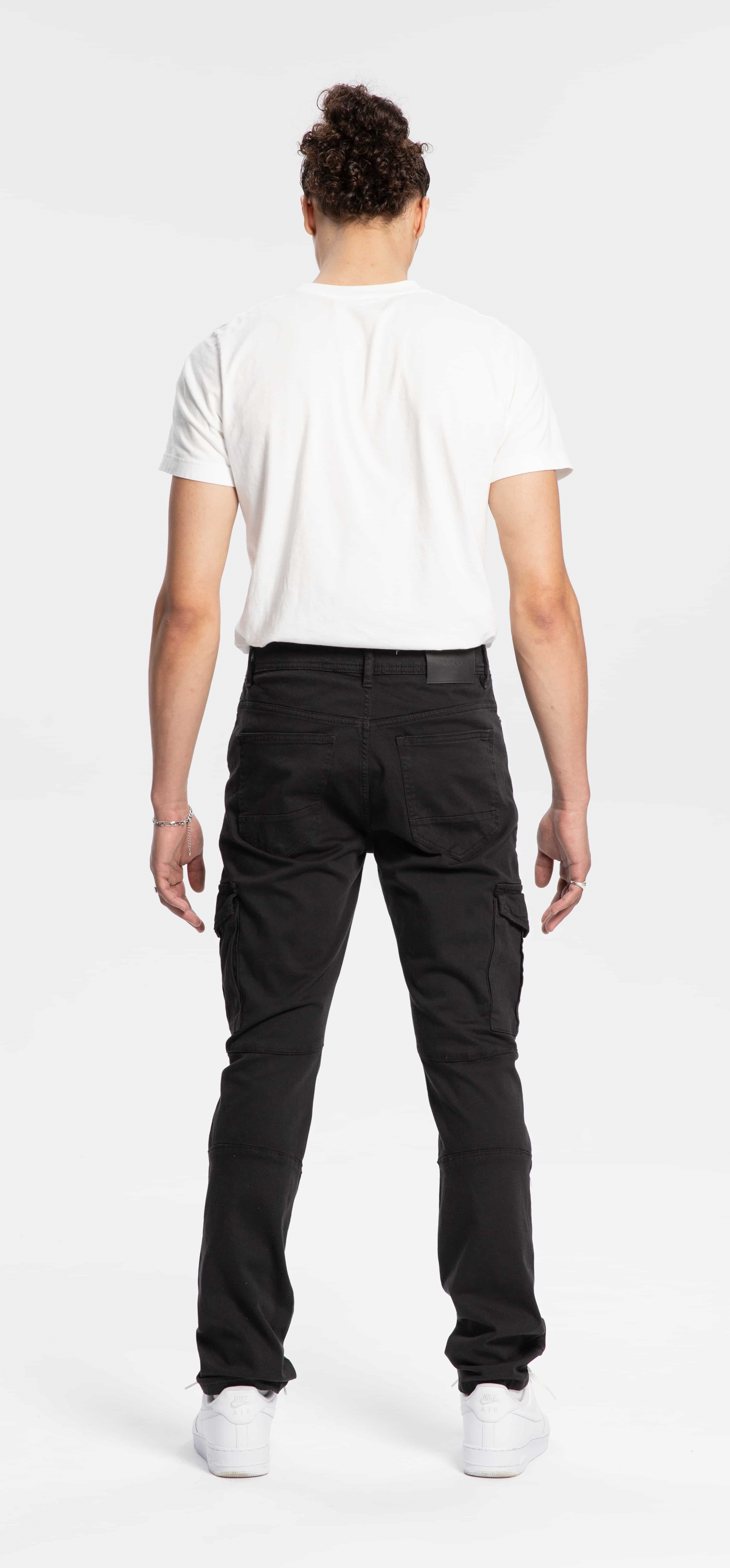 Straight slim black cargo pants