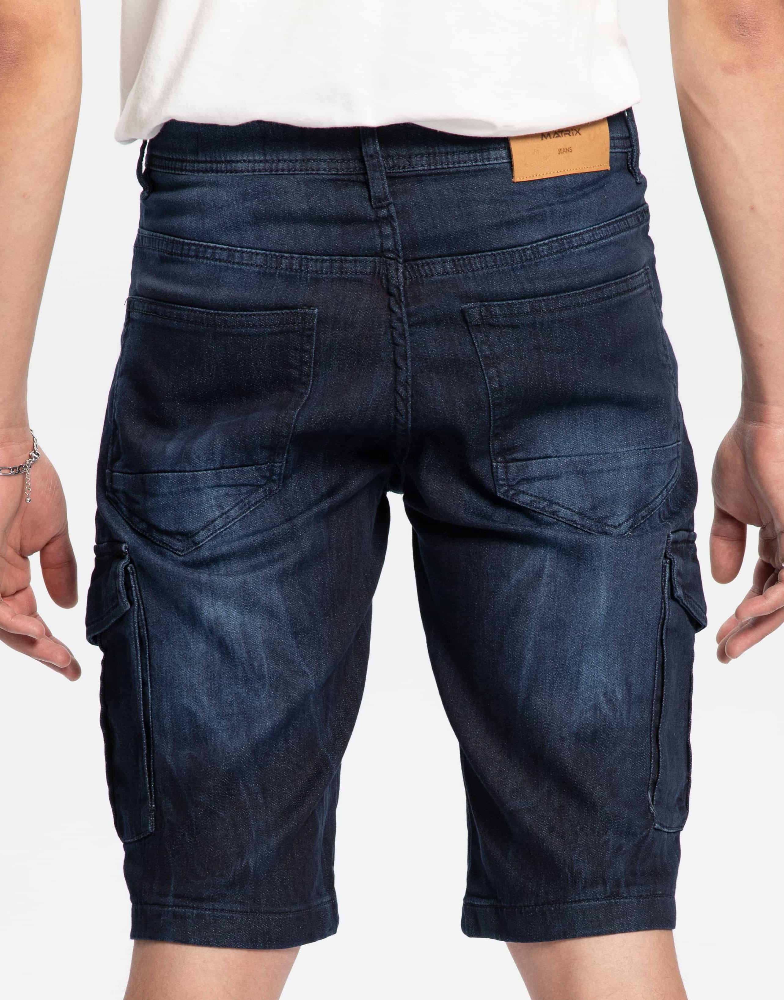 Indigo Cargo Denim Short