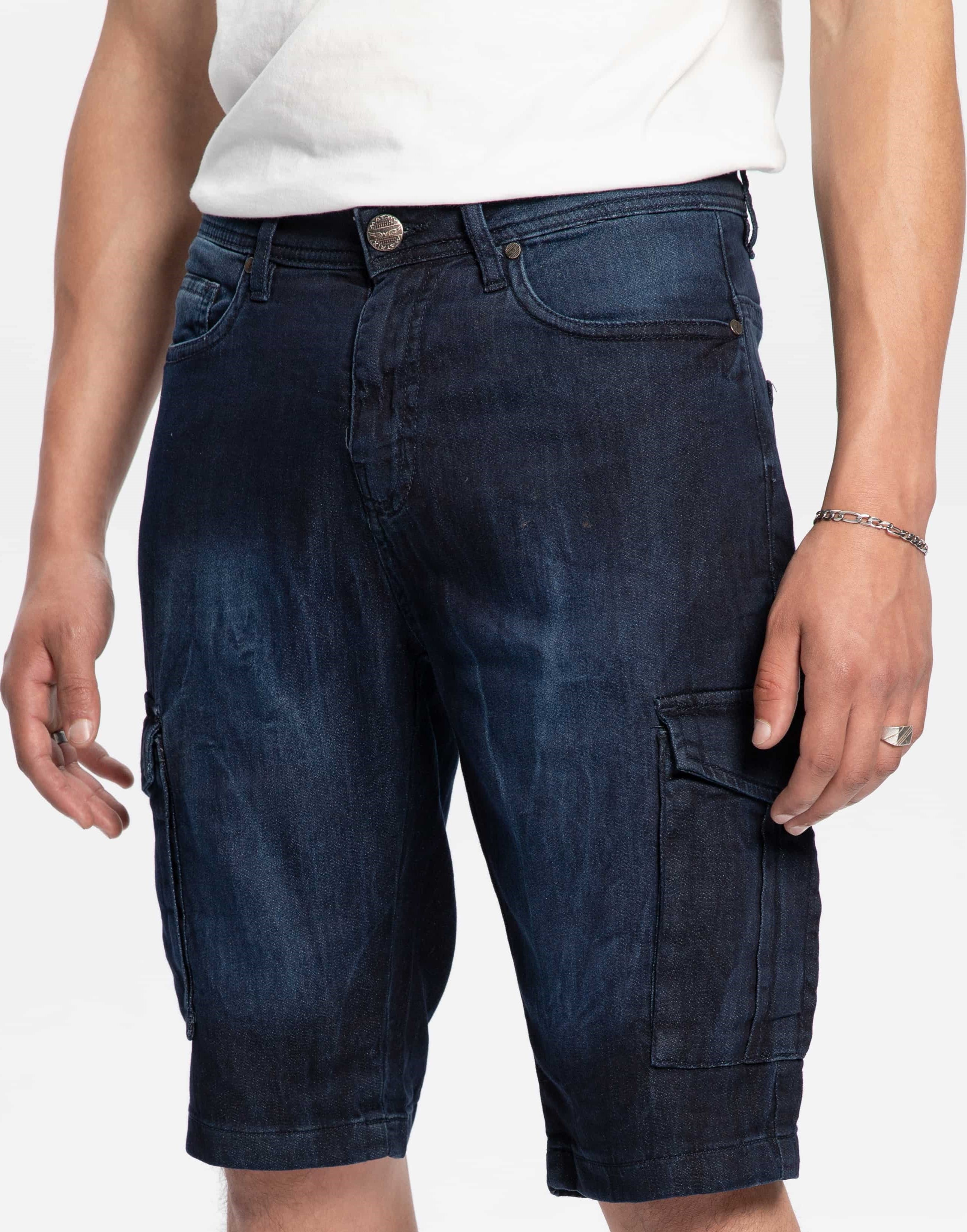 Indigo Cargo Denim Short