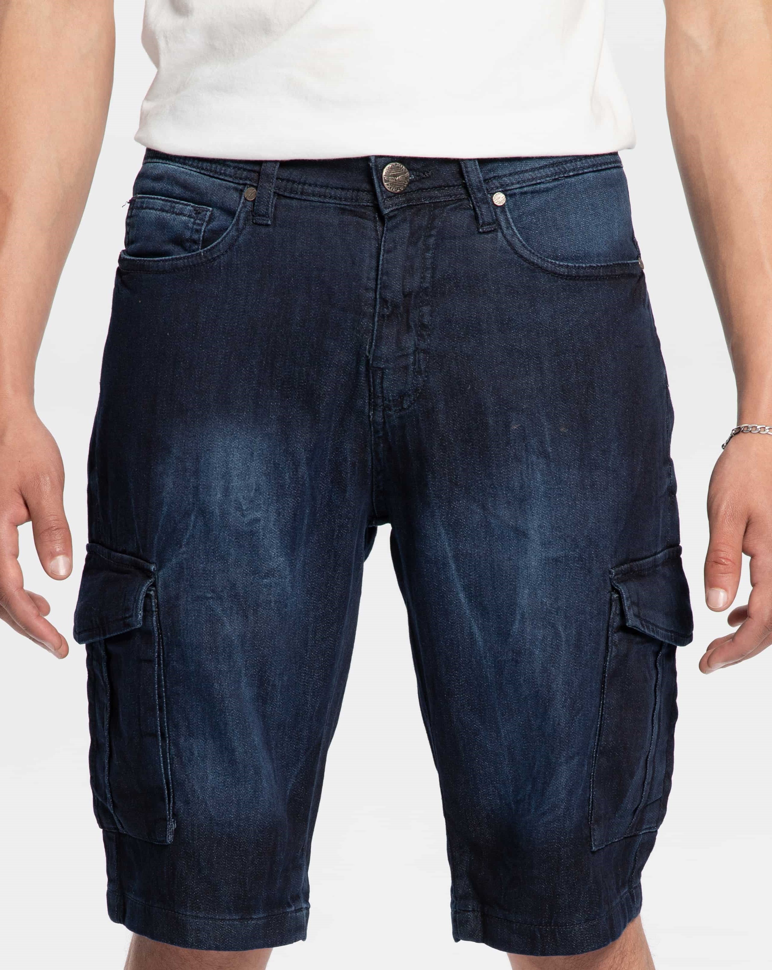 Indigo Cargo Denim Short