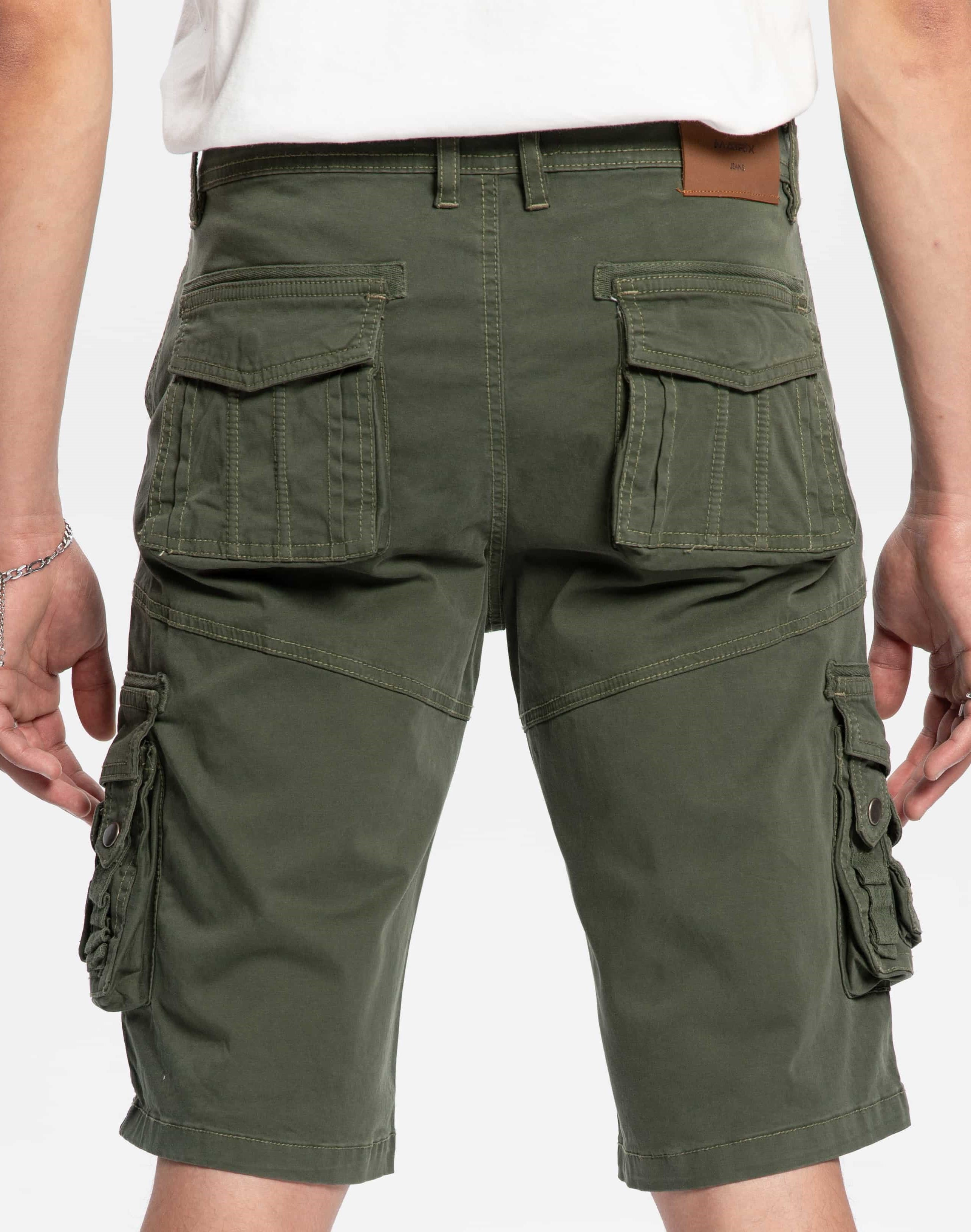 Matrix olive cargo cotton short