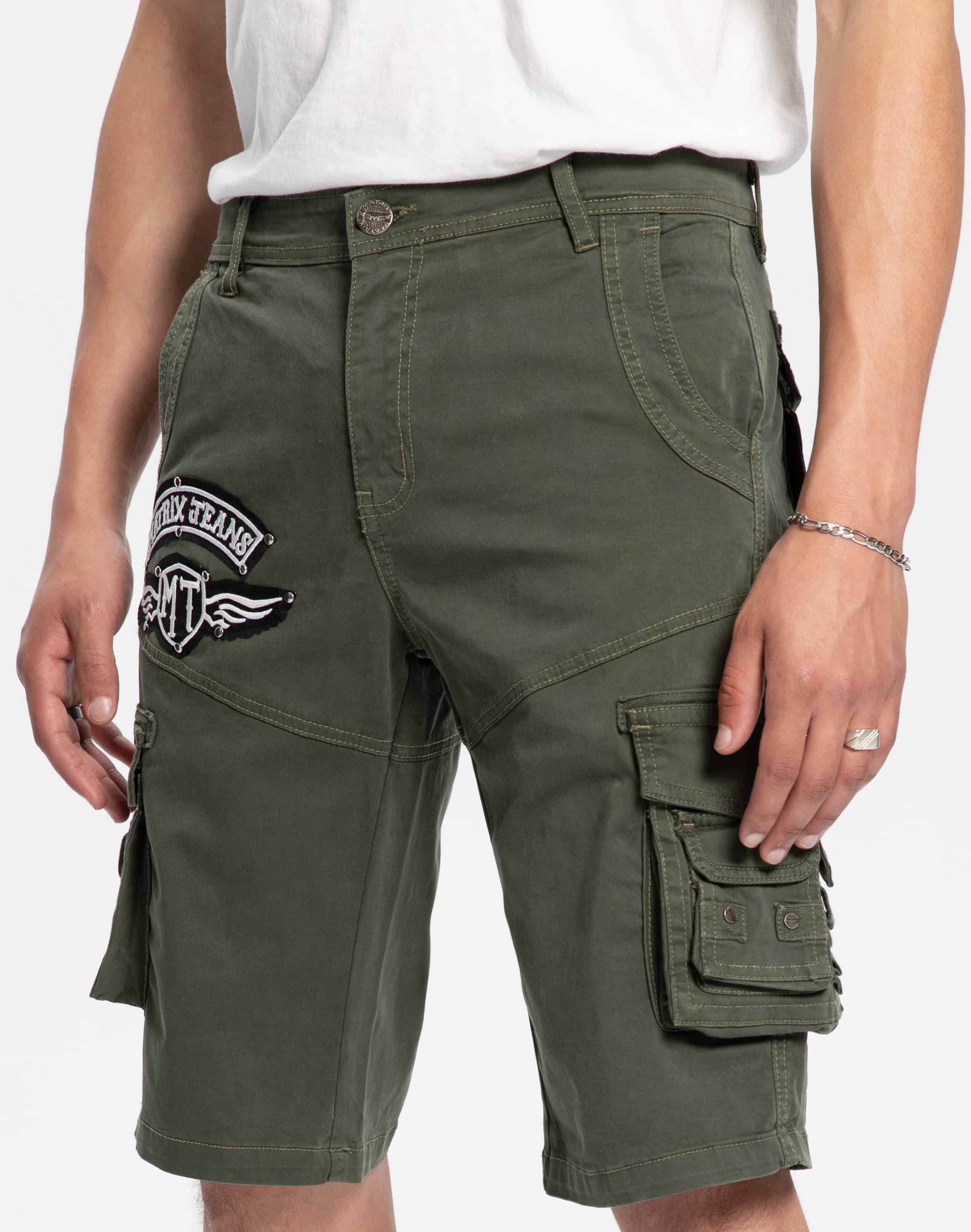 Matrix olive cargo cotton short