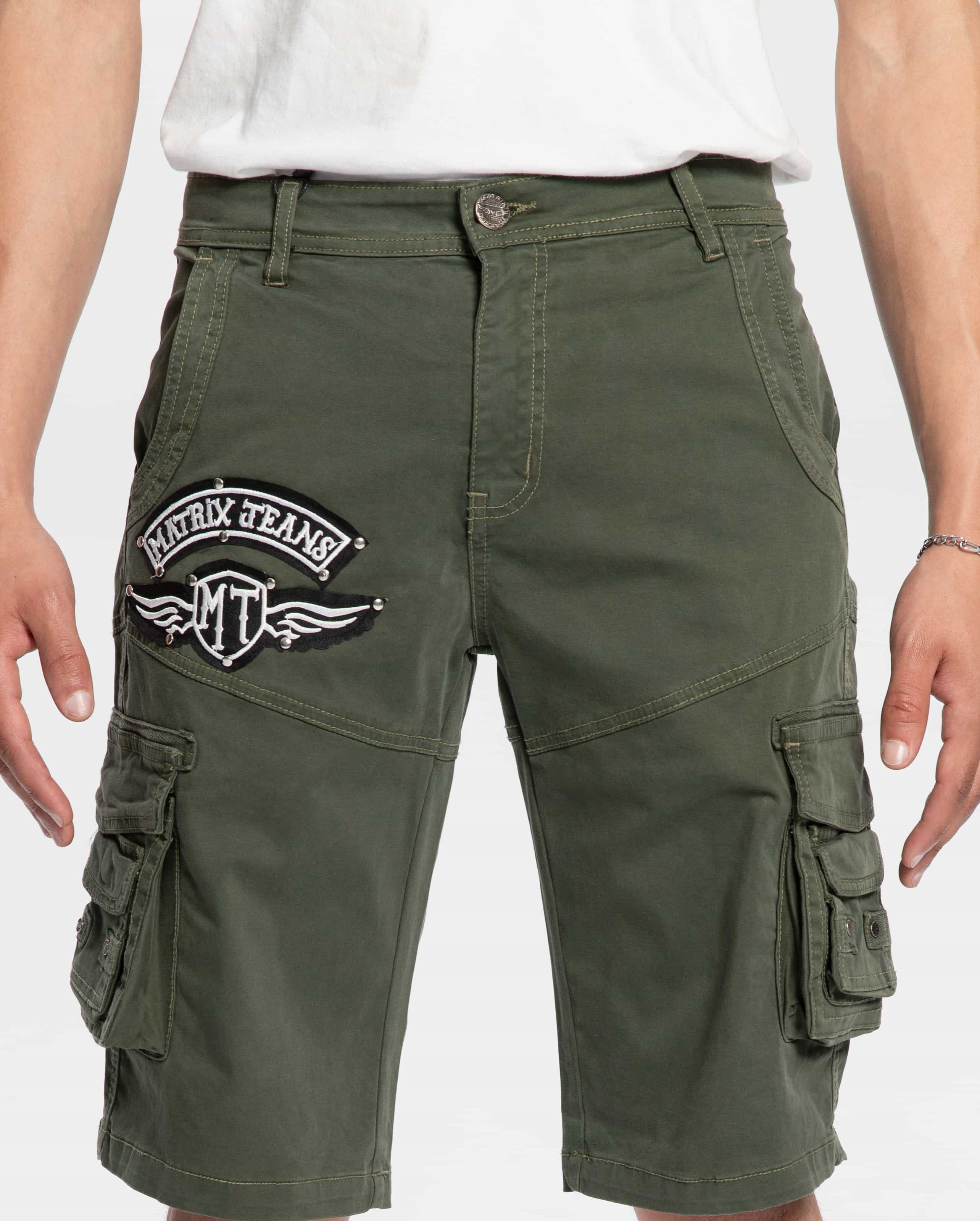 Matrix olive cargo cotton short