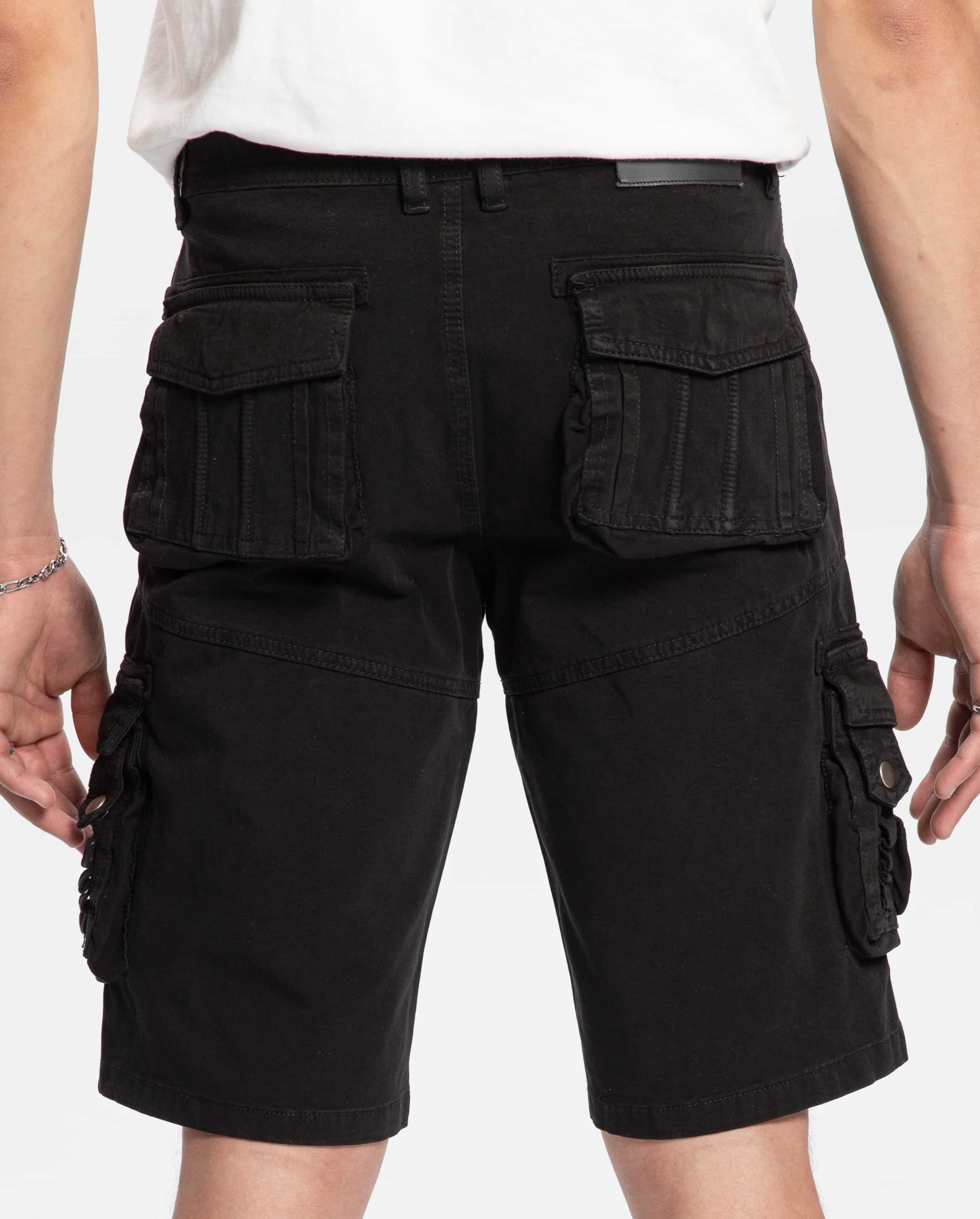 Matrix black cargo cotton short