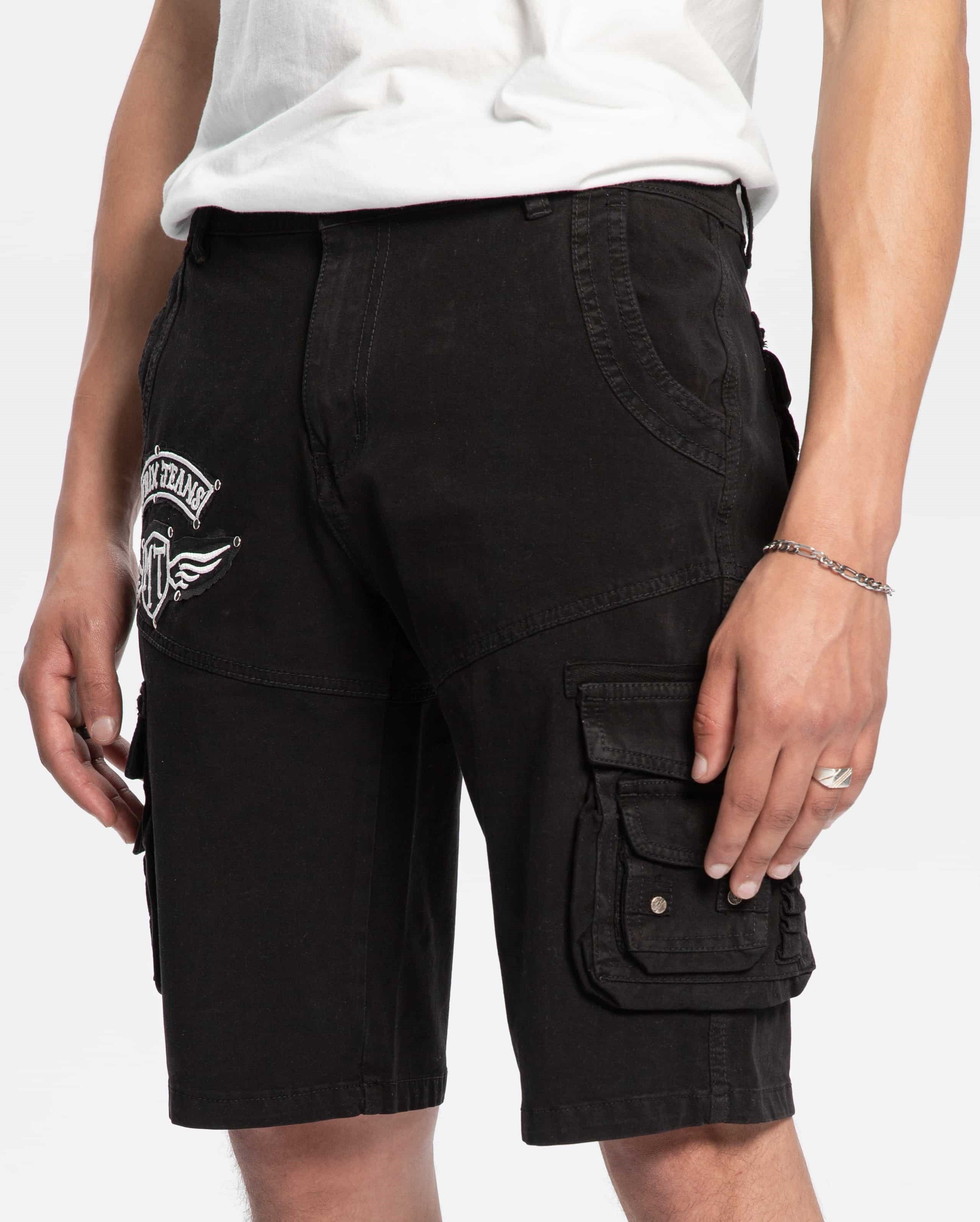 Matrix black cargo cotton short