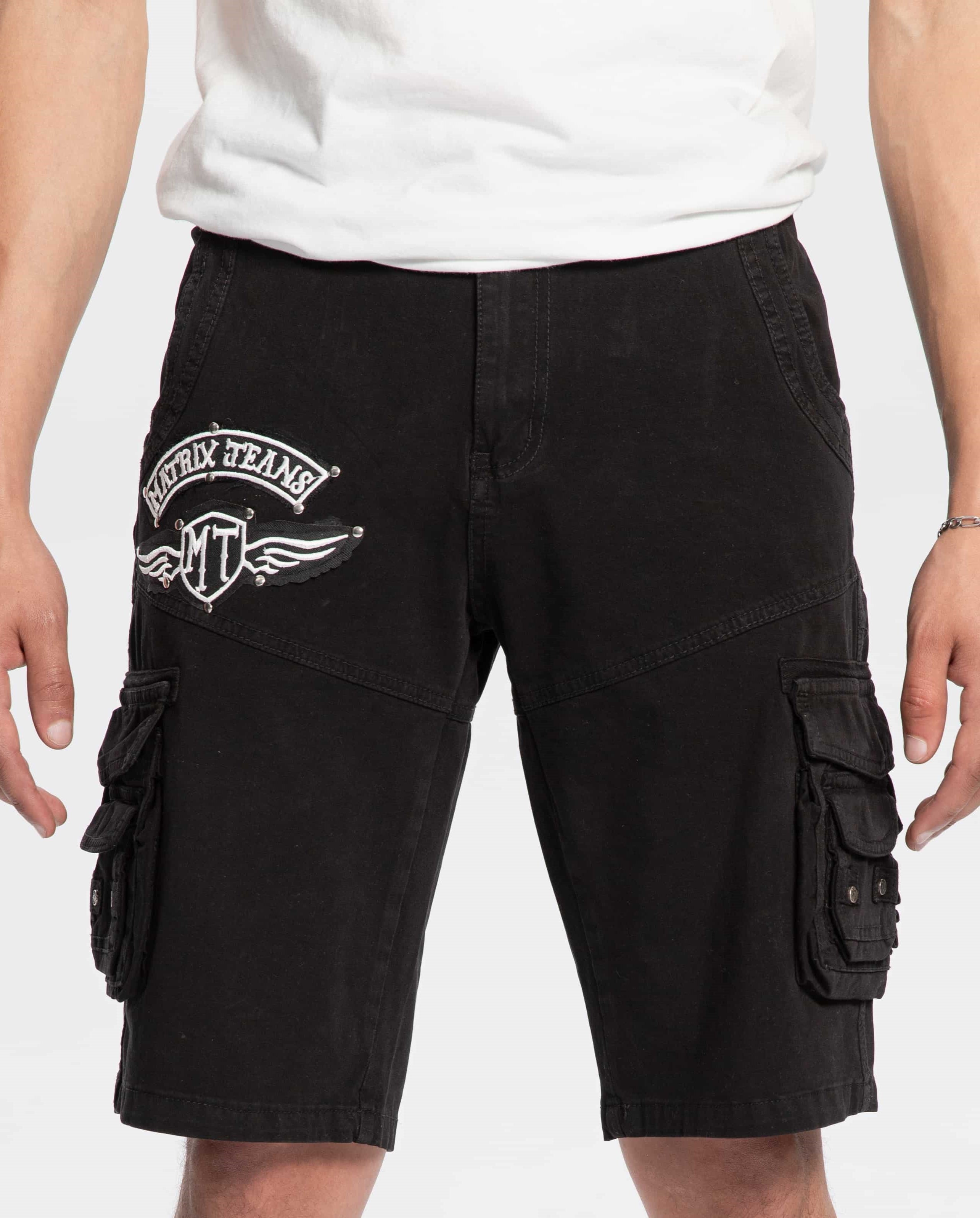 Matrix black cargo cotton short